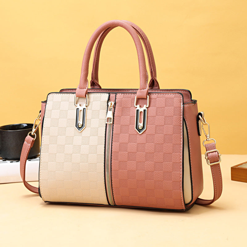 Simple Large Capacity Women's Contrast Color Ins Fashion Korean Style Shoulder Women's Crossbody Handbag