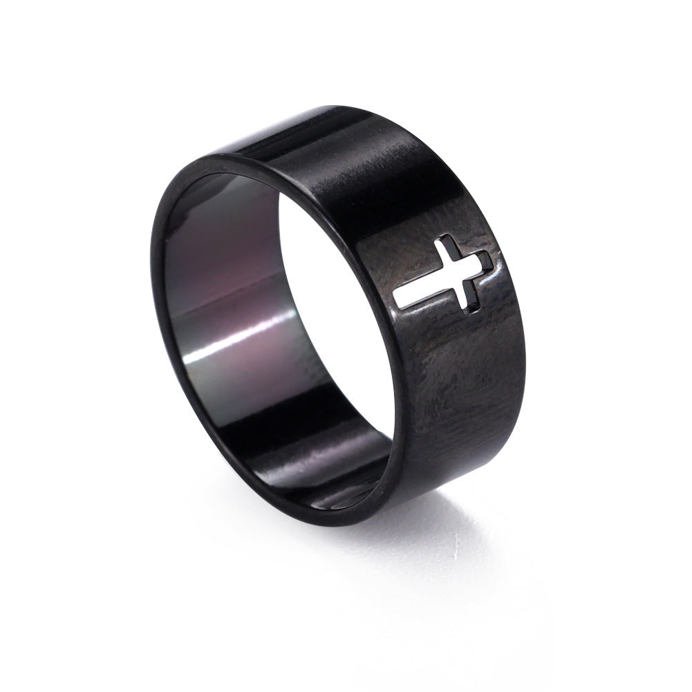 Classic Hollow Cross Stainless Steel Ring