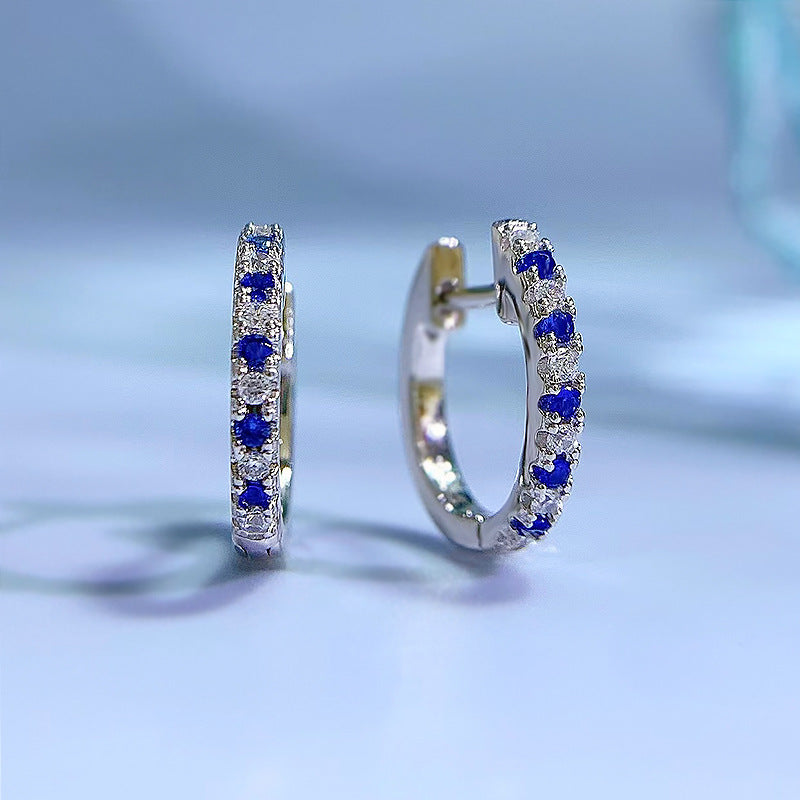 White Green Blue Diamond Earrings