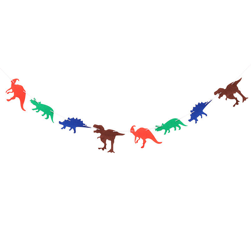 Dinosaur Theme Decoration Woven Fabric Pull Flag Birthday Party Layout