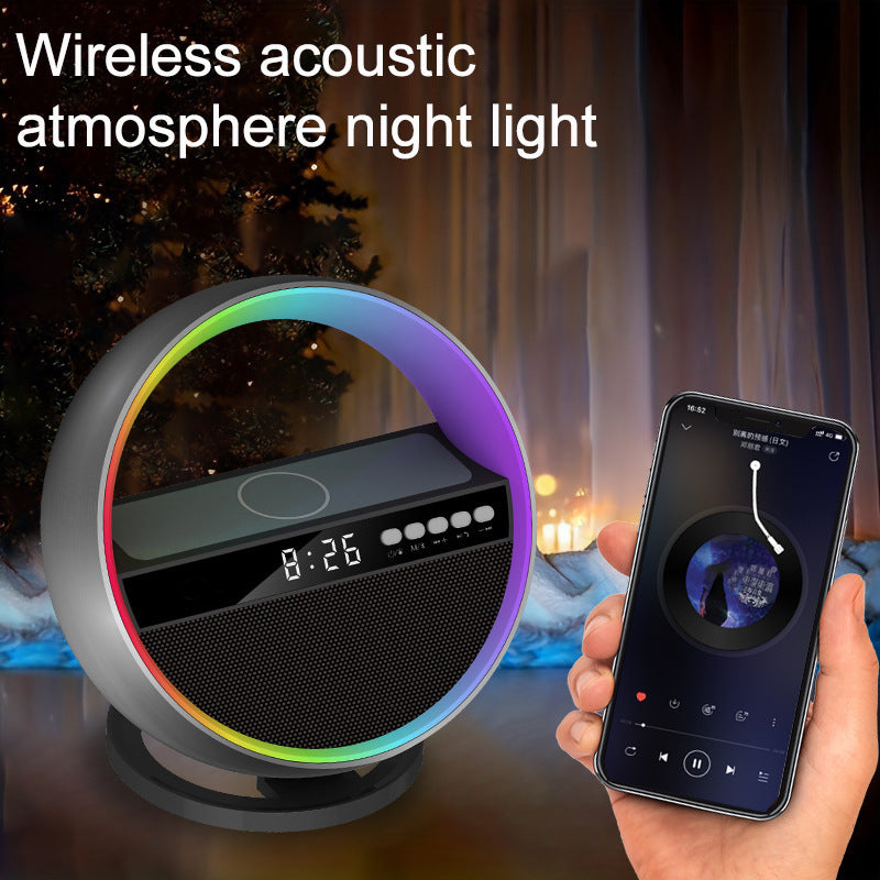 New Multifunction RGB Night Light Wireless Charger Bluetooth-compatible Speaker Large G Ambience Light Home Decor
