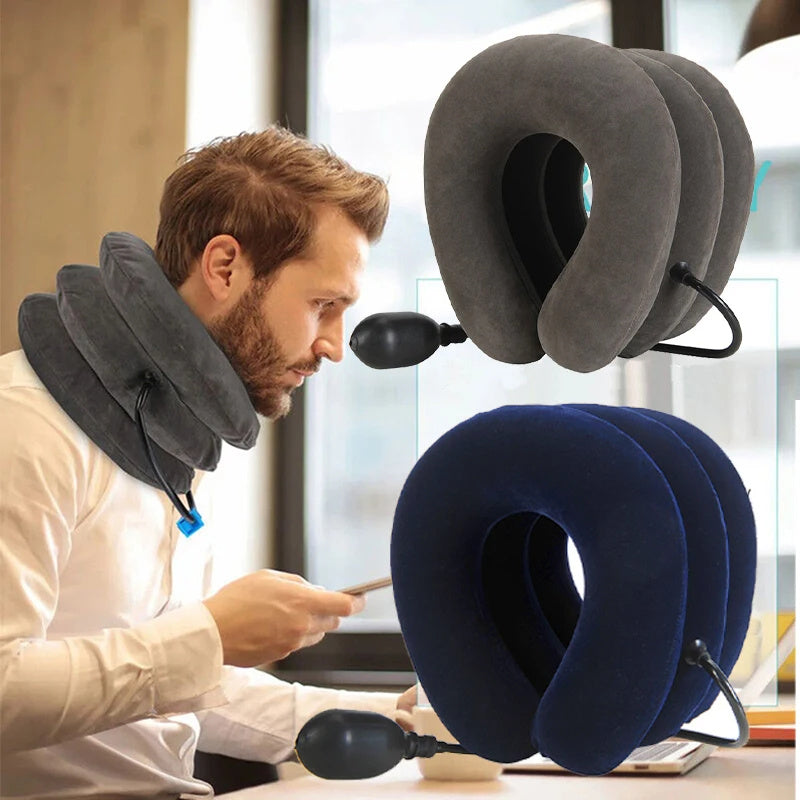 Neck Support Cushion Inflatable Air Cervical Neck Traction Device Body Relaxing Tractor Support Massage NECK Pillow