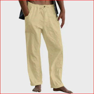 Drawstring Casual Men's Pants Summer Solid Color Trousers