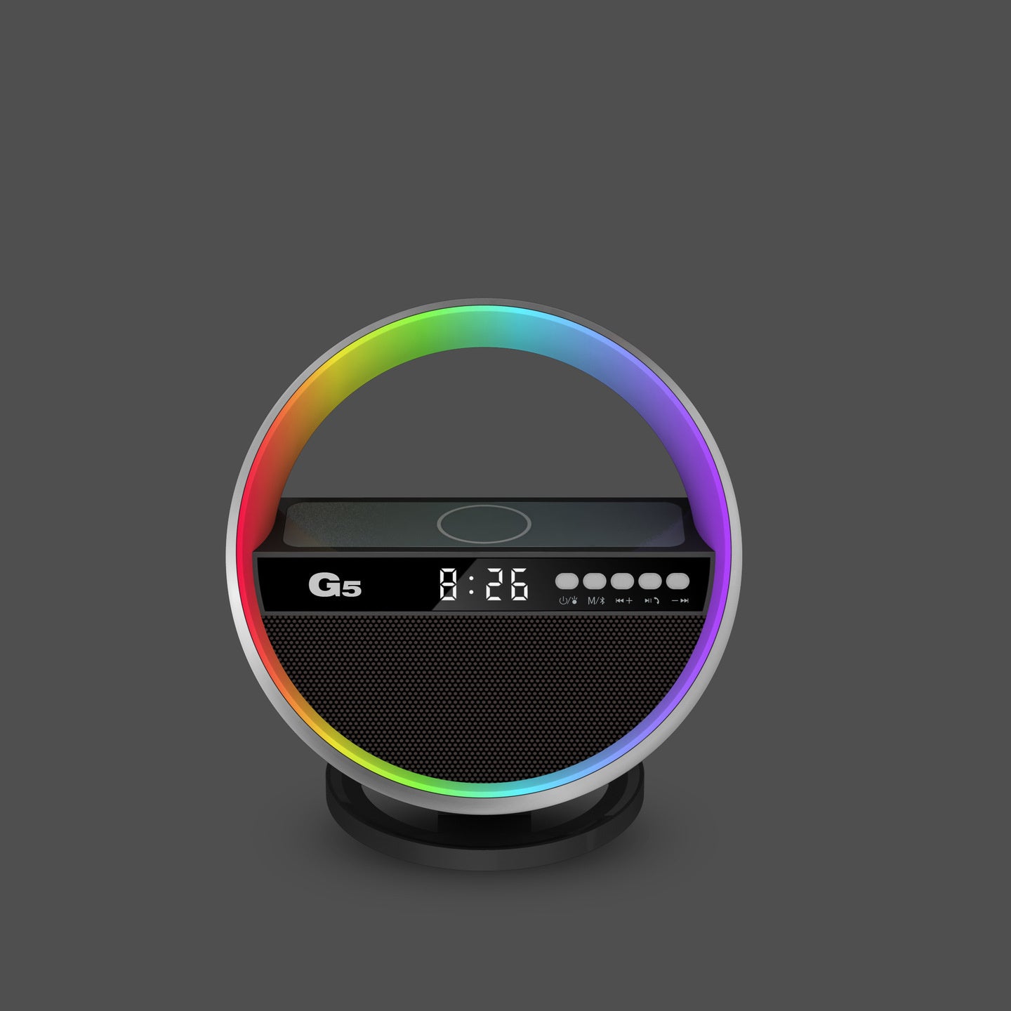 New Multifunction RGB Night Light Wireless Charger Bluetooth-compatible Speaker Large G Ambience Light Home Decor