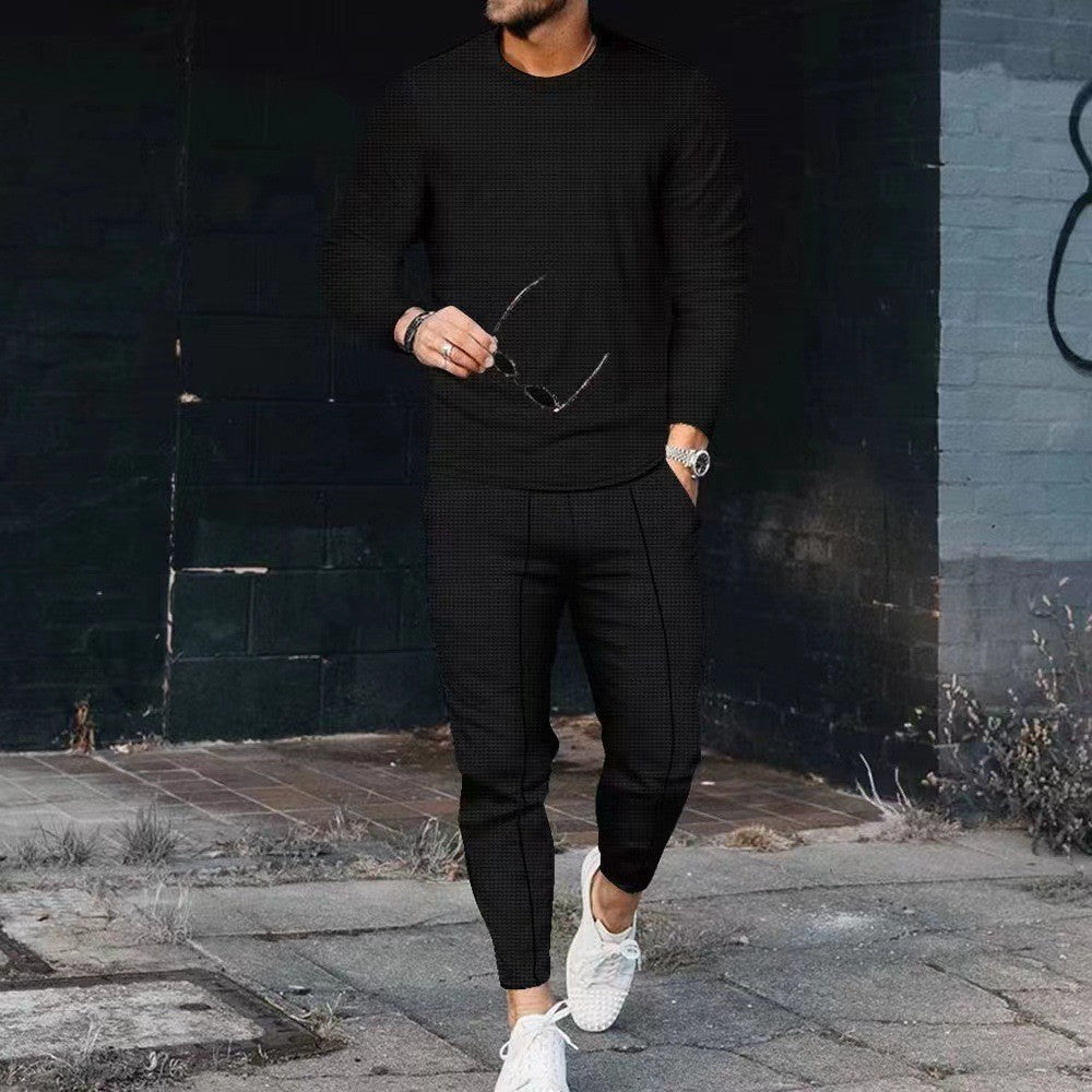 Men's Casual Waffle Long Sleeve Suit MultiColor