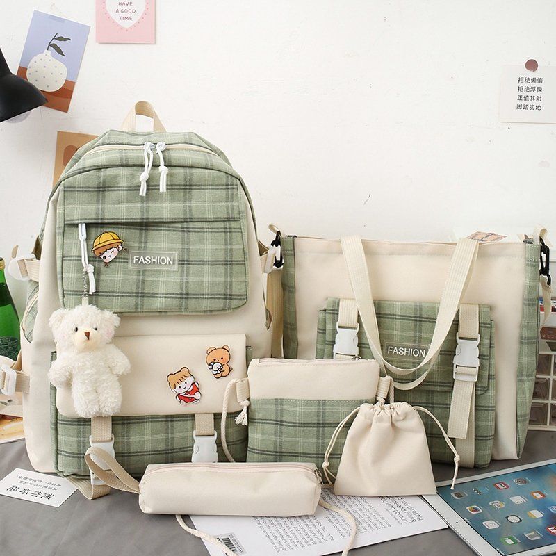 Backpack Japanese Cute Grid Elementary School Book