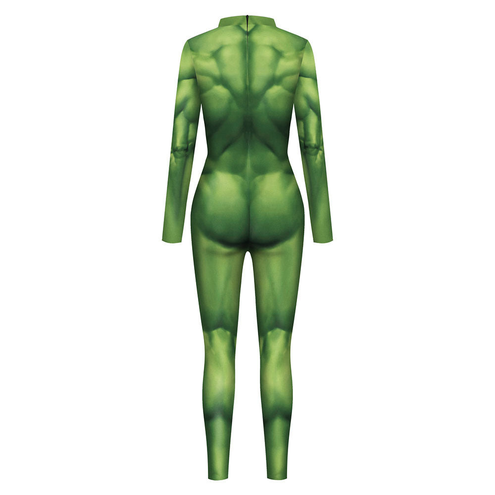 Cosplay Costume Muscle 3D Printing Male Long Sleeve Halloween Carnival Jumpsuits