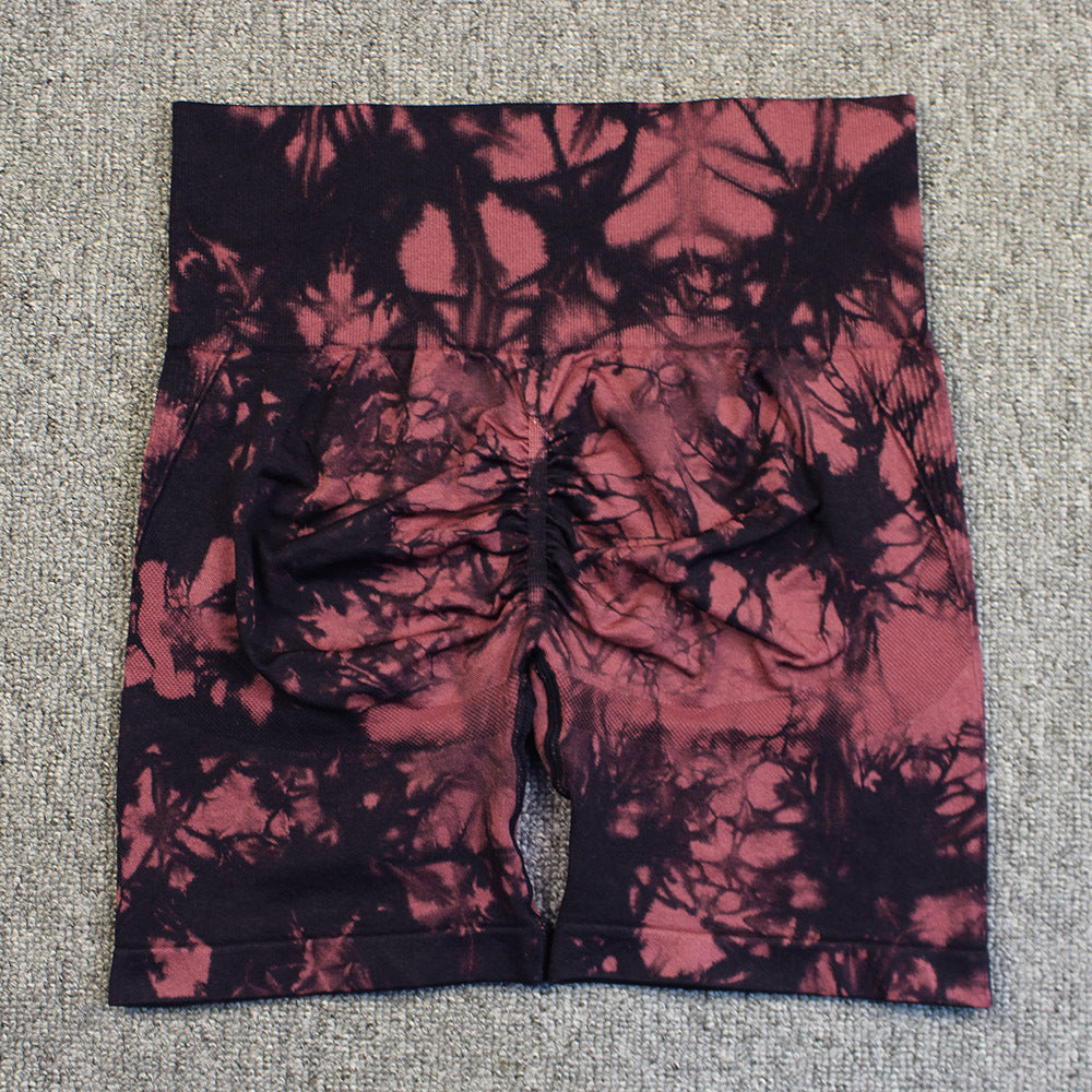 Tie-dye Printed Yoga Pants Summer Quick-drying Fitness Shorts High-waisted Hip-lifting Leggings Women Pants
