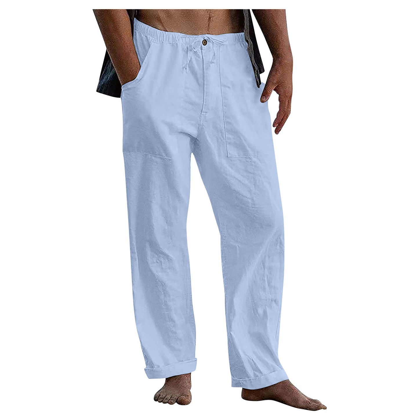 Drawstring Casual Men's Pants Summer Solid Color Trousers