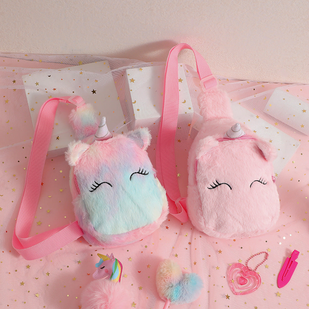 Cartoon Plush Squinting Chest Shoulder Messenger Bag