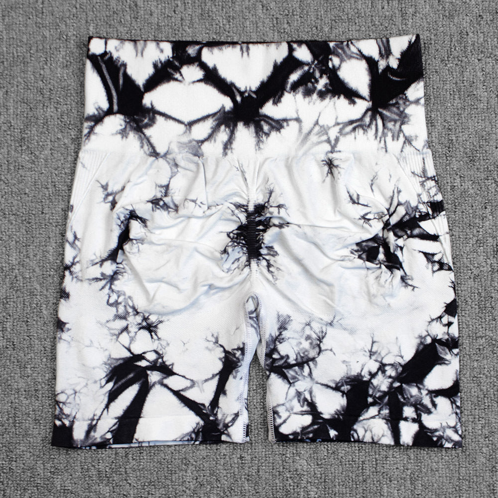 Tie-dye Printed Yoga Pants Summer Quick-drying Fitness Shorts High-waisted Hip-lifting Leggings Women Pants