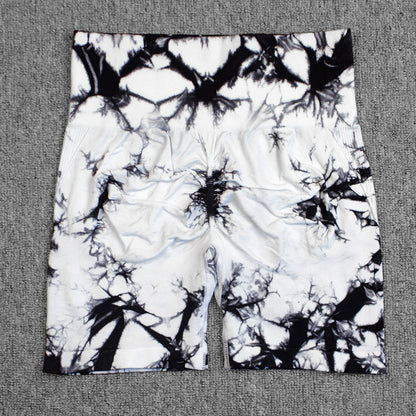 Tie-dye Printed Yoga Pants Summer Quick-drying Fitness Shorts High-waisted Hip-lifting Leggings Women Pants