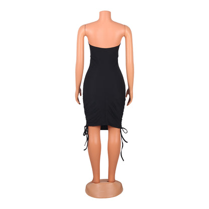 Pleated Ladies Wrap Hip Skirt Wrap Party Dress