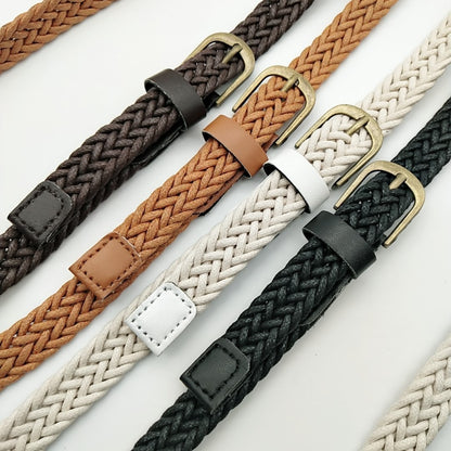 Vintage Style Alloy Pin Buckle Wax Rope Braided Belt