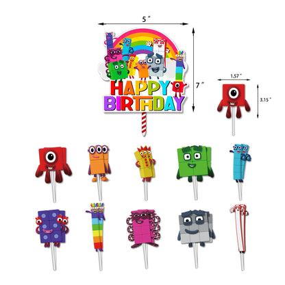 Numberblocks Theme Balloon Pull Flag Set Birthday Party Decoration
