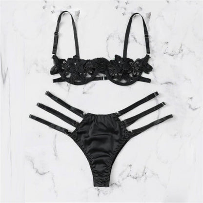 Women Lingerie Full Set with 3strap Lace underwear