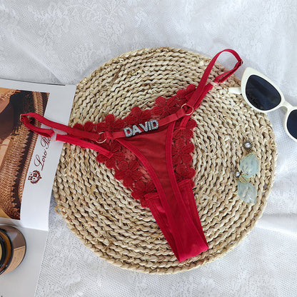 European And American Girls Sweet Embroidery Princess Mesh T-back And Breathable Adjustable Thin Band T-shaped Panties