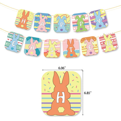 Easter Party Balloon Flag Set Egg Bunny Cake Card