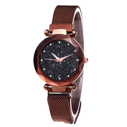 Magnet Stainless Steel Mesh Band Gypsophila Women's Watch