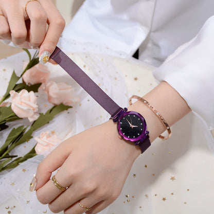 Magnet Stainless Steel Mesh Band Gypsophila Women's Watch