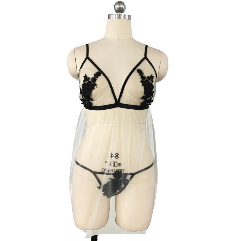 Women Suspender Skirt Embroidered Lingerie Nighty Set