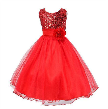 Baby Sequin Flower Girl Wedding Princess Party Frock Bow Elegant Stylish