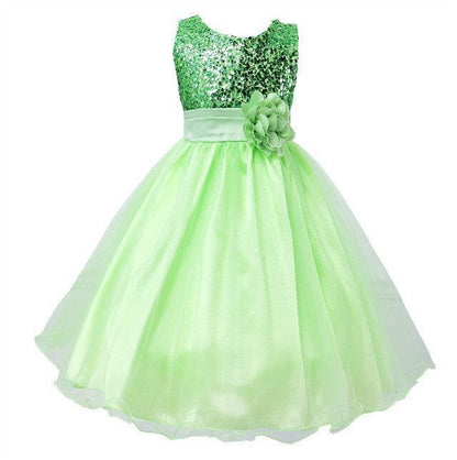 Baby Sequin Flower Girl Wedding Princess Party Frock Bow Elegant Stylish