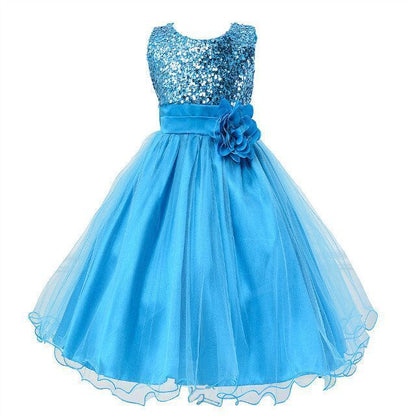 Baby Sequin Flower Girl Wedding Princess Party Frock Bow Elegant Stylish