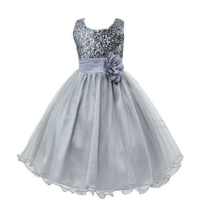 Baby Sequin Flower Girl Wedding Princess Party Frock Bow Elegant Stylish