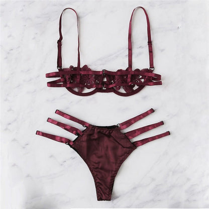 Women Lingerie Full Set with 3strap Lace underwear