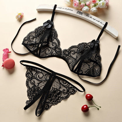 Women Lace Tulle Lingerie Set Nighty Undergarment Set