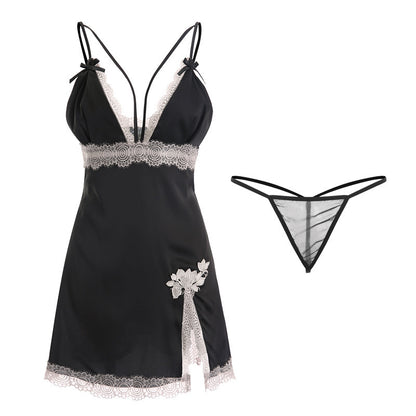 Women Nighty Lace Lingerie in comfortable silk Gown