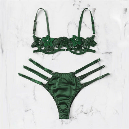 Women Lingerie Full Set with 3strap Lace underwear