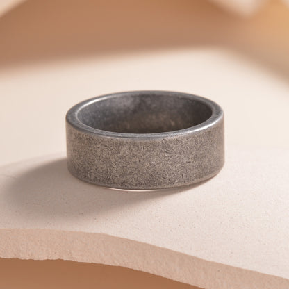 Men's Ornament Simple 8mm Distressed Titanium Steel Ring