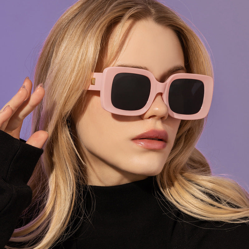 New Retro Square Large Frame Sunglasses Men And Women Trendy