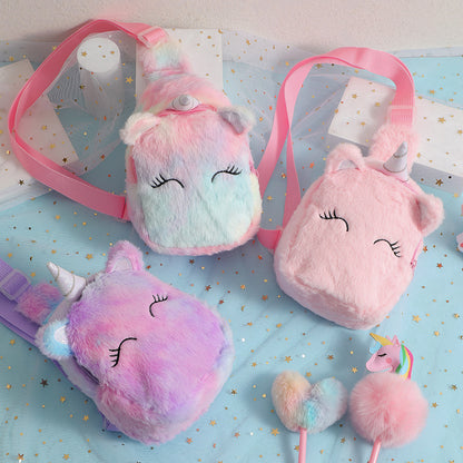 Cartoon Plush Squinting Chest Shoulder Messenger Bag