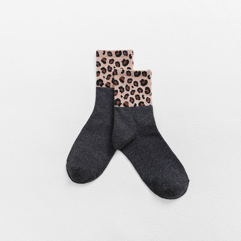 Female Socks Leopard-print Cotton Pure Stockings