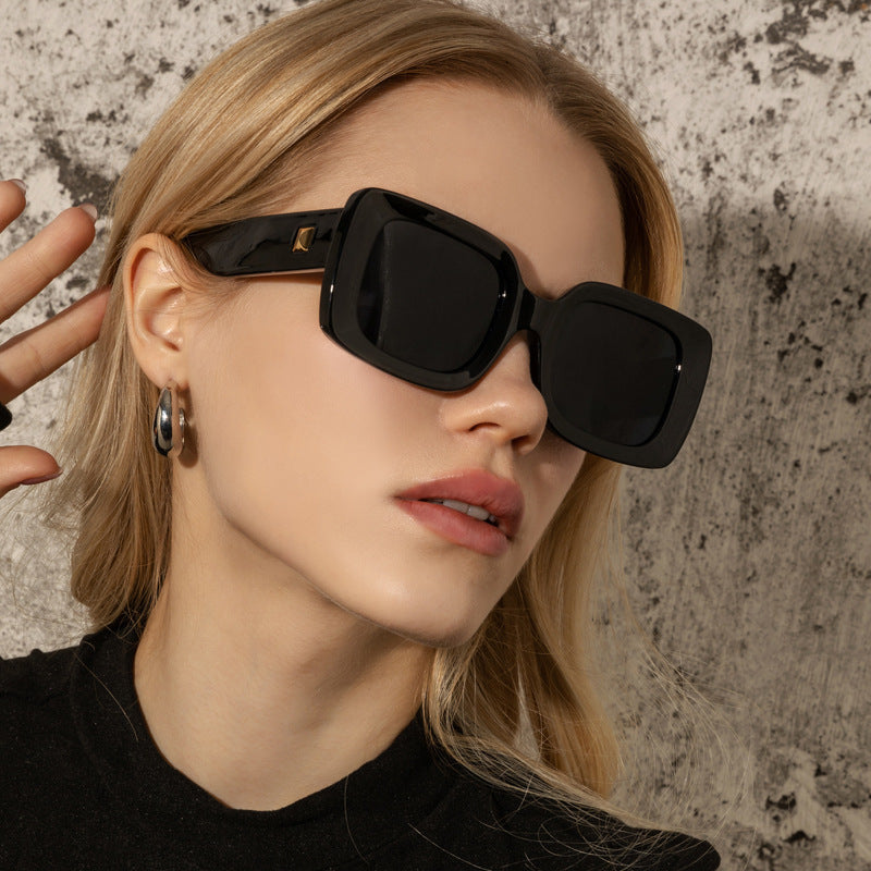 New Retro Square Large Frame Sunglasses Men And Women Trendy