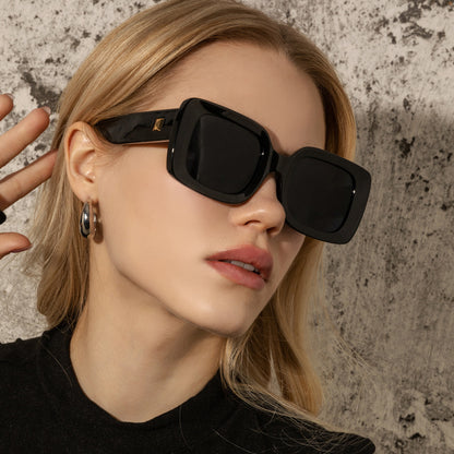 New Retro Square Large Frame Sunglasses Men And Women Trendy