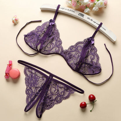 Women Lace Tulle Lingerie Set Nighty Undergarment Set