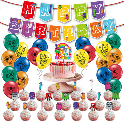 Numberblocks Theme Balloon Pull Flag Set Birthday Party Decoration