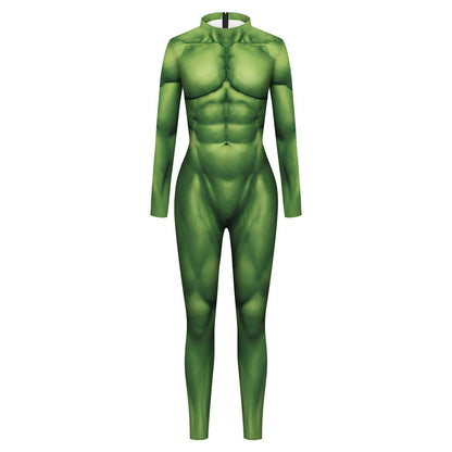 Cosplay Costume Muscle 3D Printing Male Long Sleeve Halloween Carnival Jumpsuits