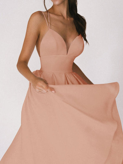 V-neck Suspender Dress Summer Fashion A-Line Long Dresses For Women