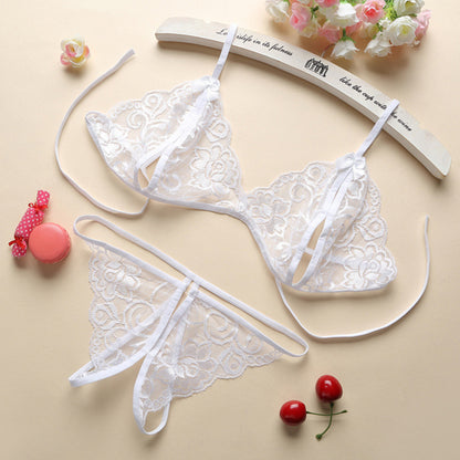 Women Lace Tulle Lingerie Set Nighty Undergarment Set