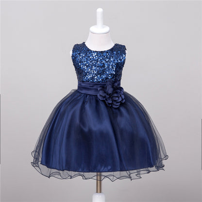 Baby Sequin Flower Girl Wedding Princess Party Frock Bow Elegant Stylish