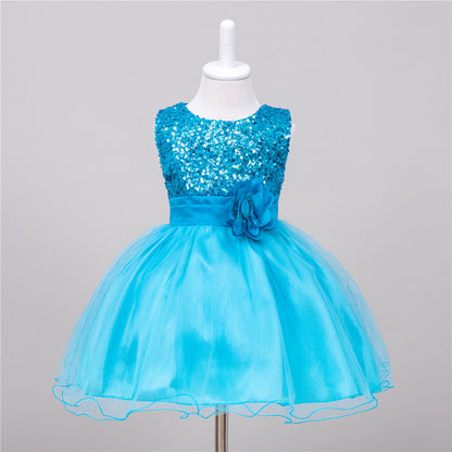 Baby Sequin Flower Girl Wedding Princess Party Frock Bow Elegant Stylish