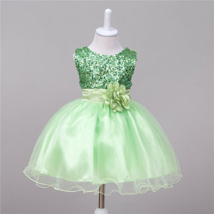Baby Sequin Flower Girl Wedding Princess Party Frock Bow Elegant Stylish