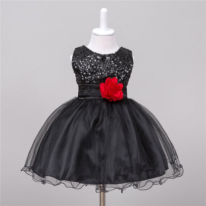Baby Sequin Flower Girl Wedding Princess Party Frock Bow Elegant Stylish