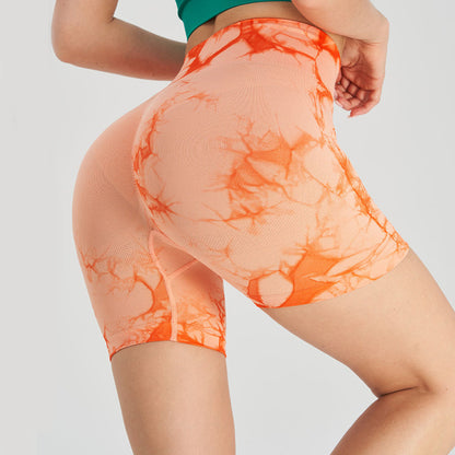 Tie-dye Printed Yoga Pants Summer Quick-drying Fitness Shorts High-waisted Hip-lifting Leggings Women Pants