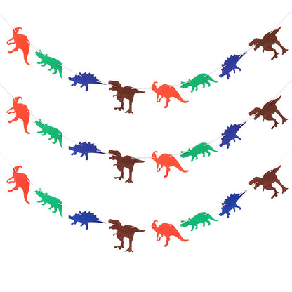 Dinosaur Theme Decoration Woven Fabric Pull Flag Birthday Party Layout